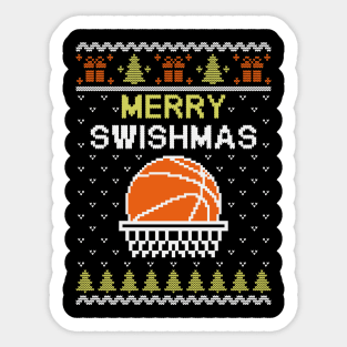 Merry Swishmas Ugly Sweater Christmas for All Basketball Sticker